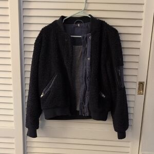 Free people Navy Fleece Jacket